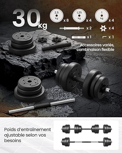 Kit haltères musculation  2-en-1