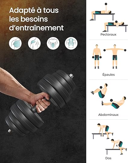 Kit haltères musculation  2-en-1